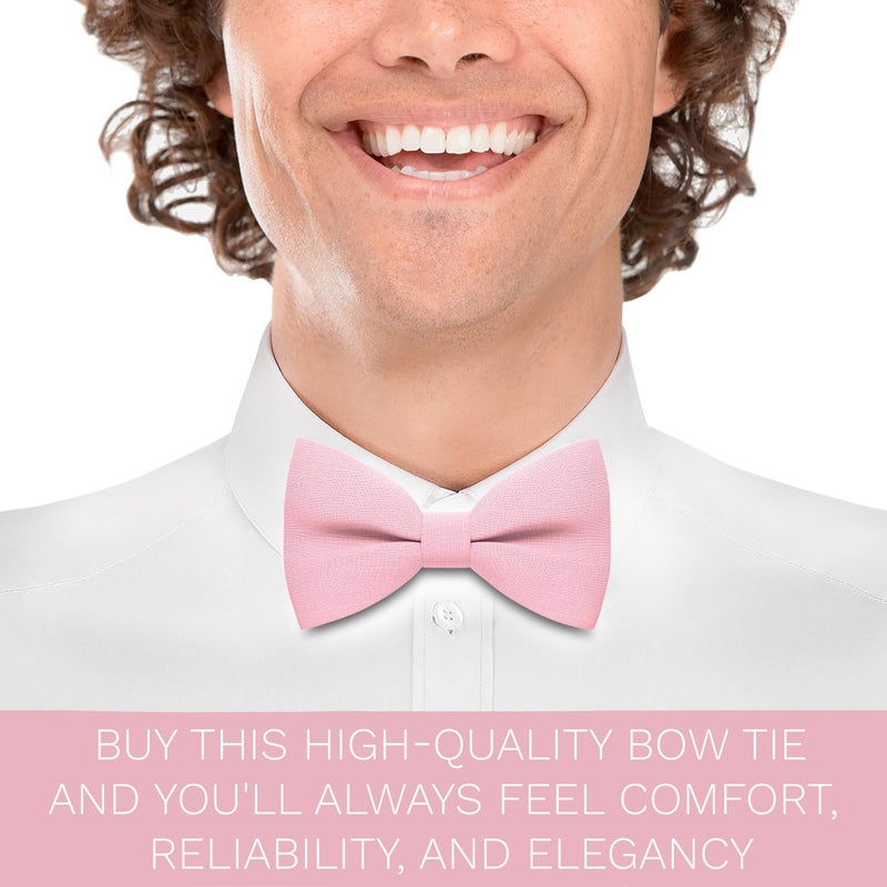 Bow Tie House Linen Men's Classic Pre-Tied Bow Tie Formal Solid Tuxedo (Large, Blush Pink) - Image 5